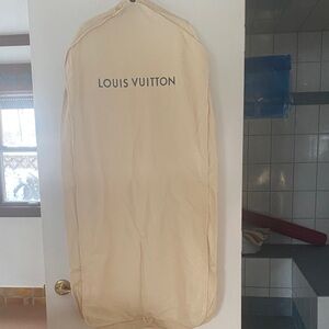 Louis Vuitton Cream and Black Logo Garment Bag